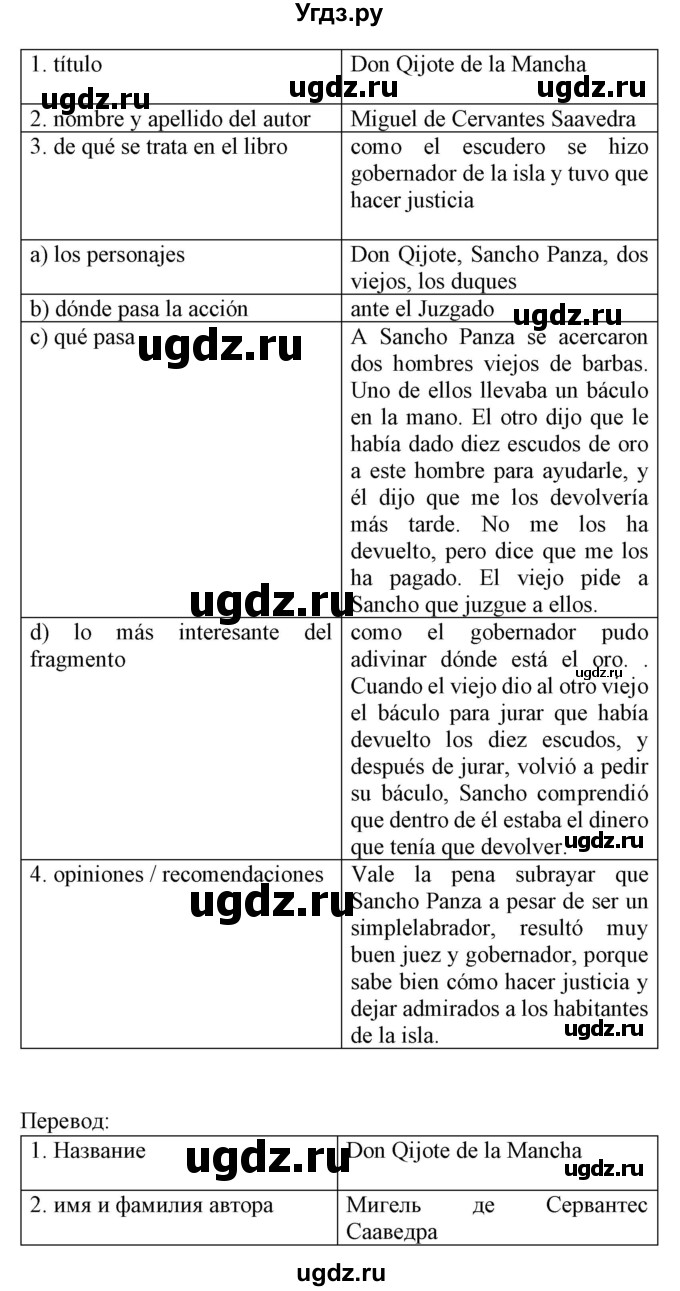 ГДЗ (Решебник) по испанскому языку 8 класс Гриневич Е.К. / страница номер / 89(продолжение 4)