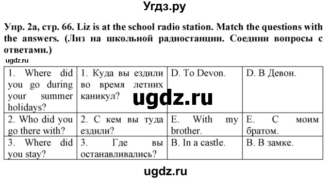 ГДЗ (Решебник №1) по английскому языку 5 класс Л.М. Лапицкая / часть 1. страница / 66