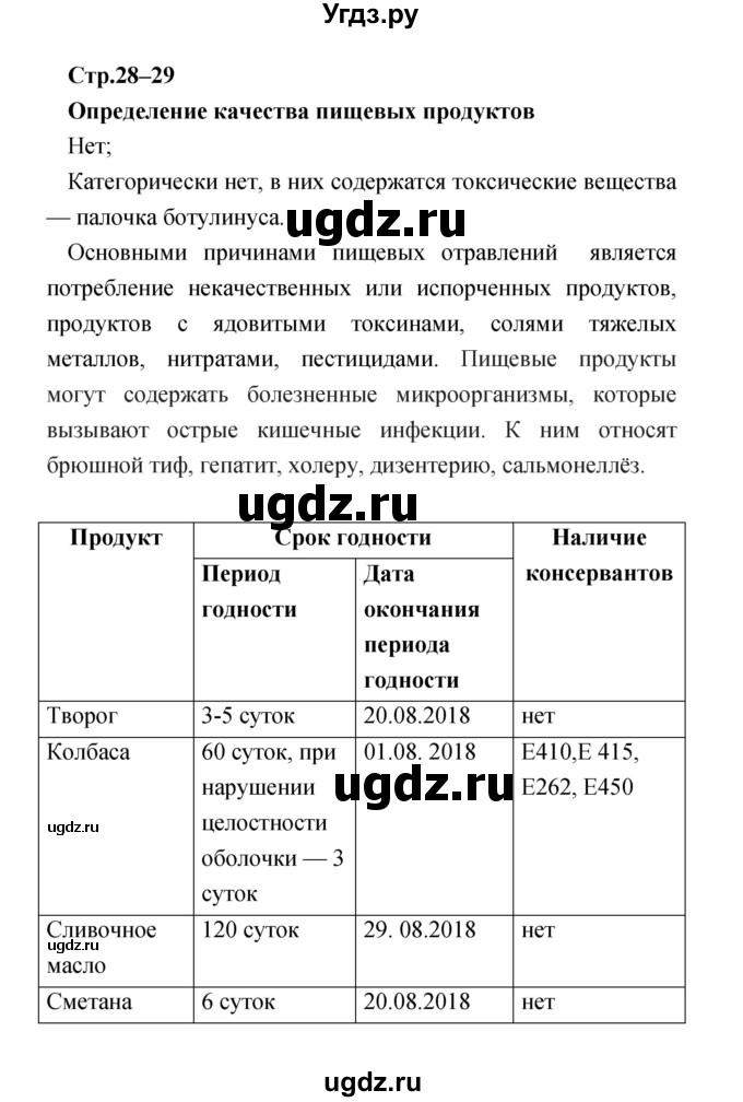 ГДЗ (Решебник) по биологии 8 класс (тетрадь-практикум) Сухорукова Л. Н. / страница-№ / 28–29