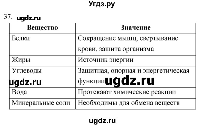 ГДЗ (Решебник) по биологии 5 класс (рабочая тетрадь) Сонин Н.И. / упражнение номер / 37