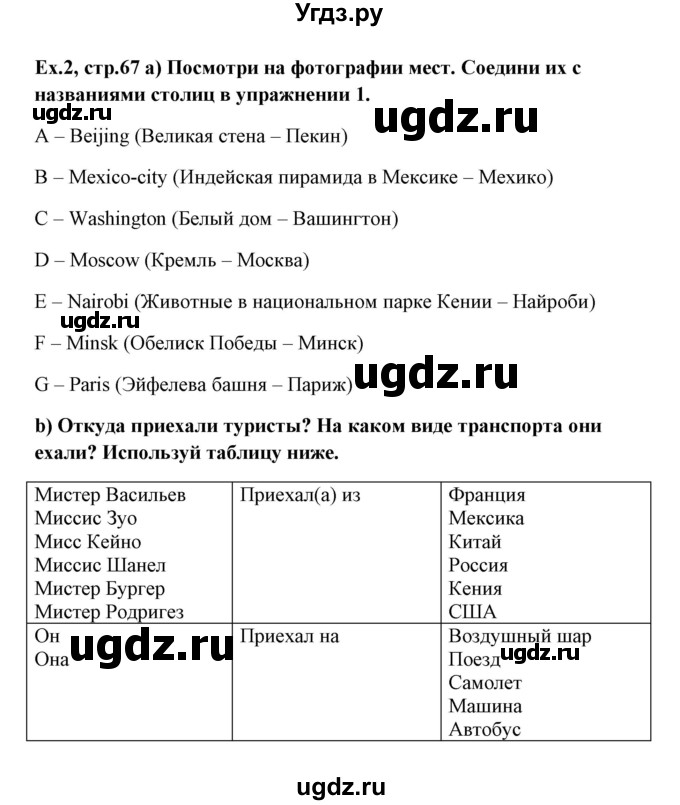 ГДЗ (Решебник №1) по английскому языку 6 класс (student's book) Юхнель Н. В. / страница номер / 67