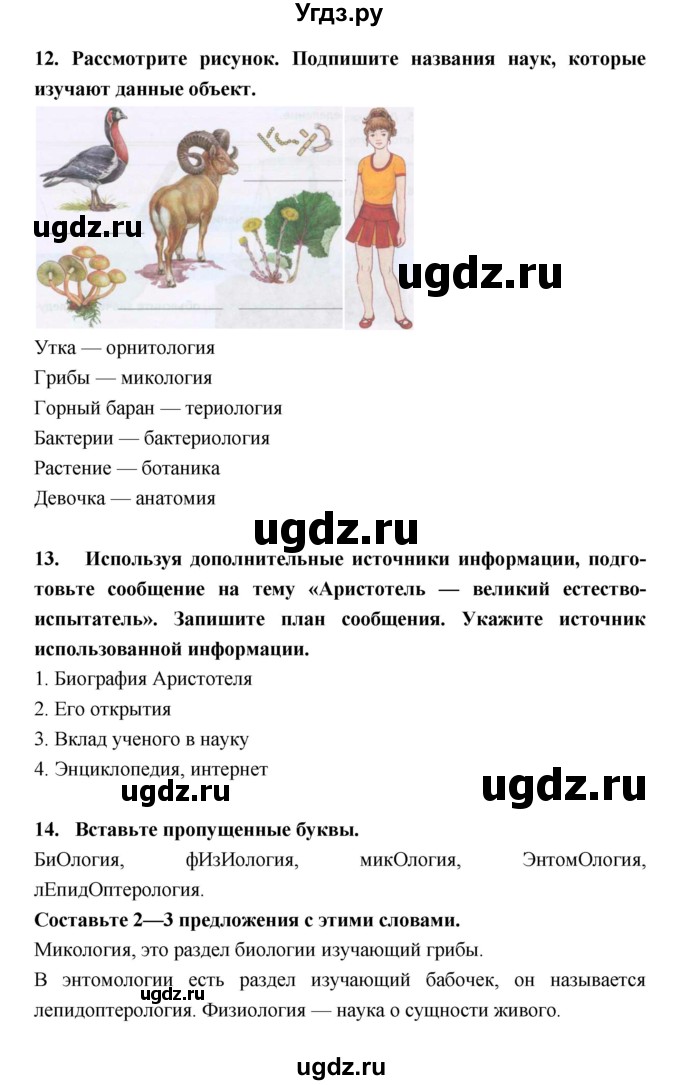 ГДЗ (Решебник) по биологии 5 класс (рабочая тетрадь) Н. И. Сонин / § / 2(продолжение 3)