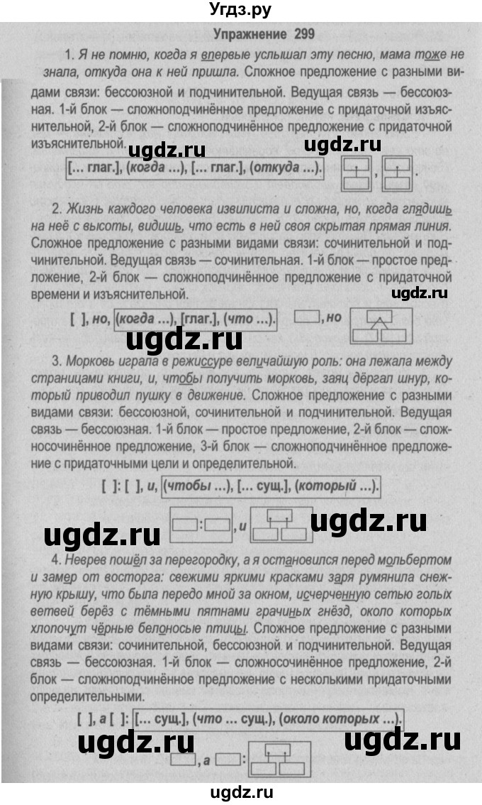 ГДЗ (Решебник №2) по русскому языку 9 класс Л.A. Мурина / упражнение / 299