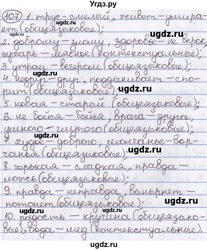 ГДЗ (Решебник) по русскому языку 10 класс Л. A. Мурина / упражнение номер / 107