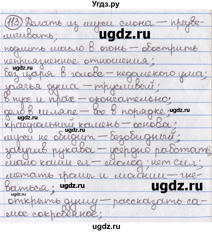 ГДЗ (Решебник) по русскому языку 10 класс Л. A. Мурина / упражнение номер / 113