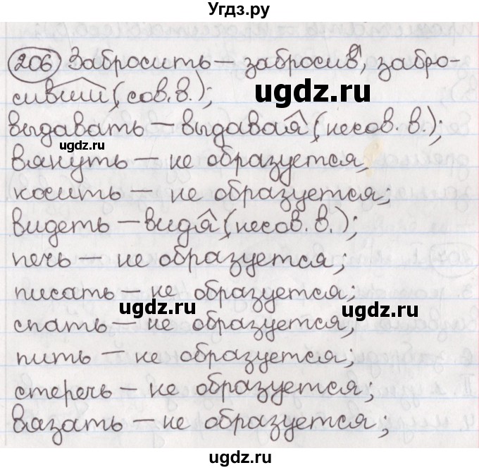 ГДЗ (Решебник) по русскому языку 10 класс Л. A. Мурина / упражнение номер / 206