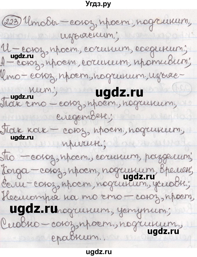 ГДЗ (Решебник) по русскому языку 10 класс Л. A. Мурина / упражнение номер / 223