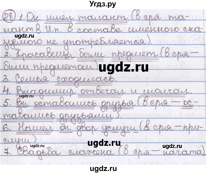 ГДЗ (Решебник) по русскому языку 10 класс Л. A. Мурина / упражнение номер / 28