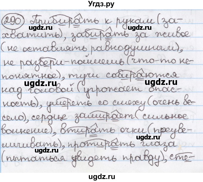 ГДЗ (Решебник) по русскому языку 10 класс Л. A. Мурина / упражнение номер / 290