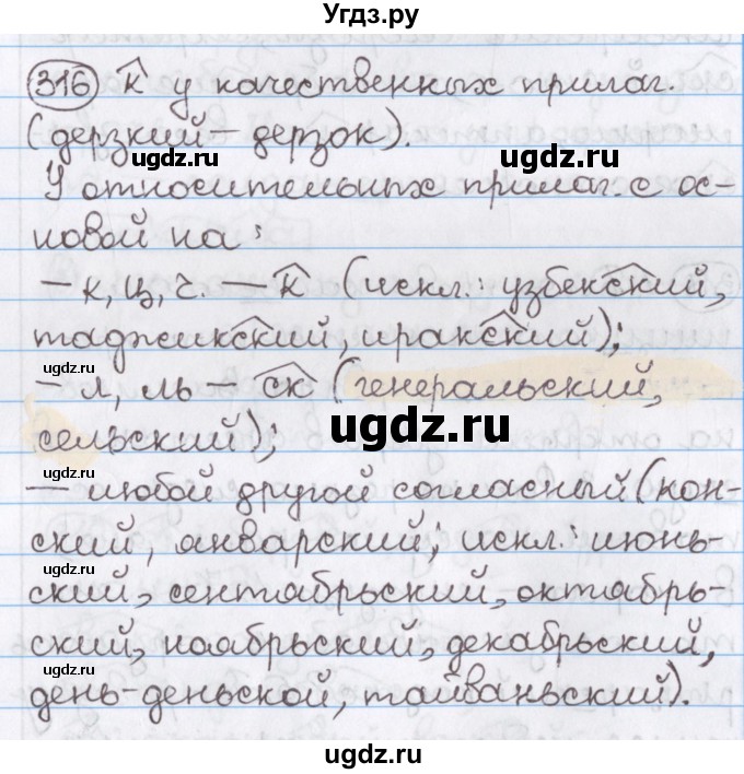 ГДЗ (Решебник) по русскому языку 10 класс Л. A. Мурина / упражнение номер / 316