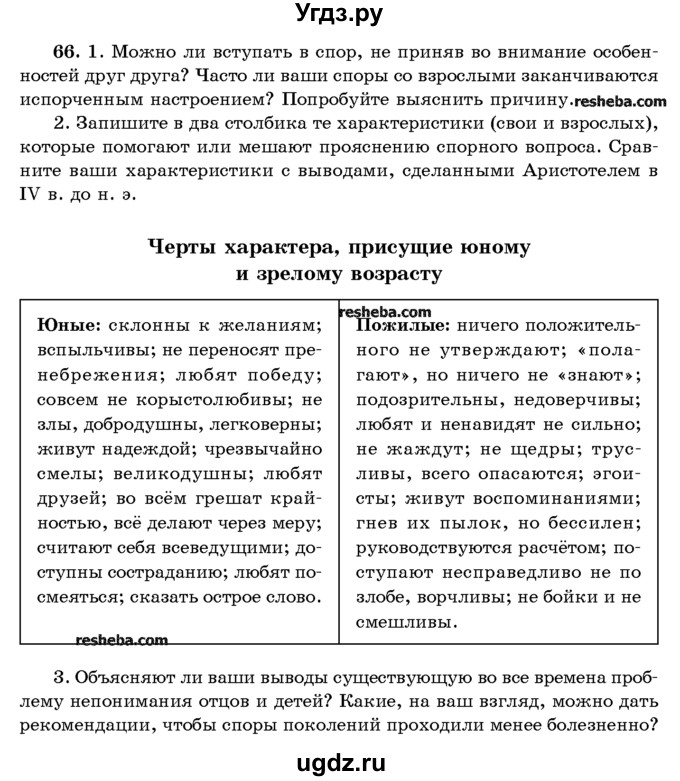 ГДЗ (Учебник) по русскому языку 10 класс Л. A. Мурина / упражнение номер / 66