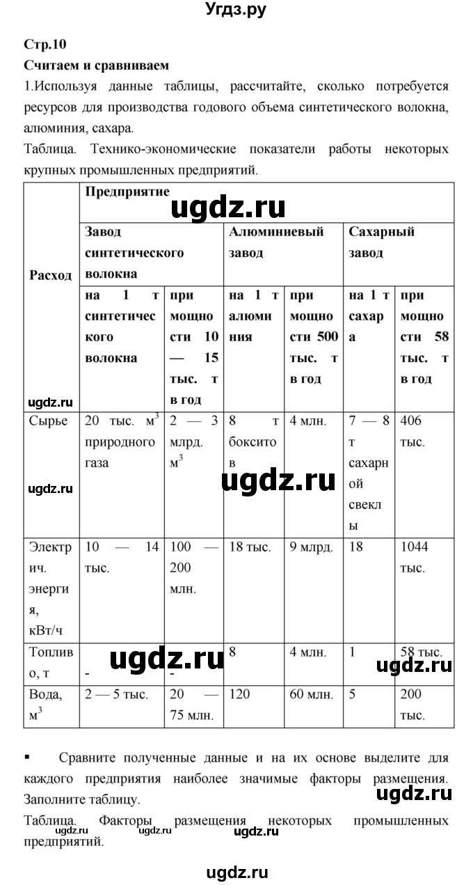 ГДЗ (Решебник) по географии 9 класс (тетрадь-тренажер) Ходова Е.С. / страница номер / 10