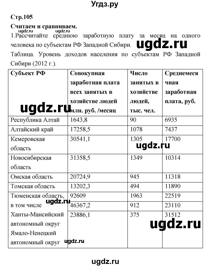 ГДЗ (Решебник) по географии 9 класс (тетрадь-тренажер) Ходова Е.С. / страница номер / 105