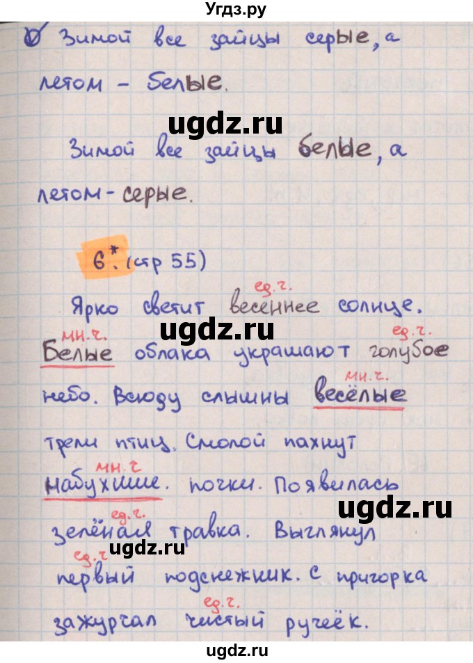 ГДЗ (Решебник) по русскому языку 3 класс (тетрадь учебных достижений) Канакина В.П. / страница номер / 55(продолжение 2)