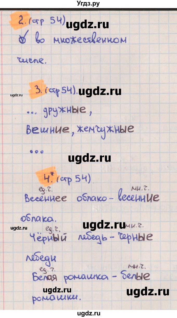 ГДЗ (Решебник) по русскому языку 3 класс (тетрадь учебных достижений) Канакина В.П. / страница номер / 54(продолжение 2)