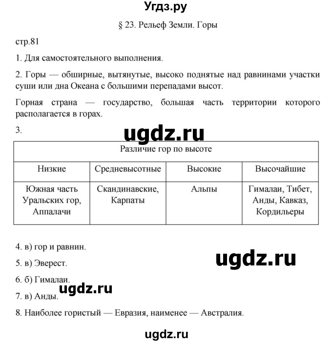 ГДЗ (Решебник к учебнику 2022) по географии 5 класс Алексеев А.И. / страница / 81