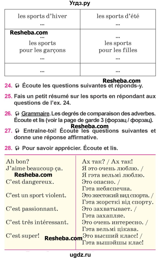 ГДЗ (Учебник) по французскому языку 7 класс Вадюшина Д.С. / страница номер / 98