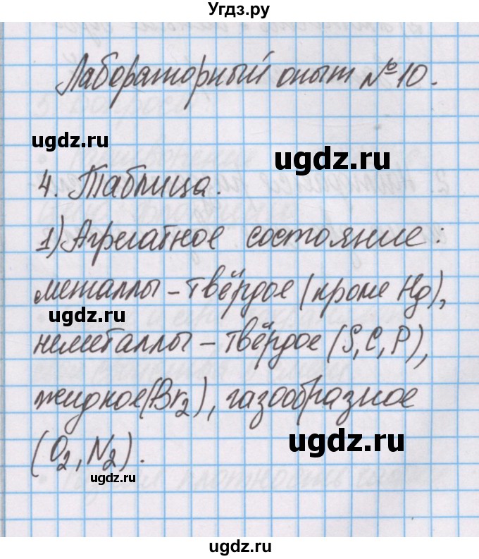 ГДЗ (Решебник) по химии 7 класс (тетрадь для лабораторных опытов и практических работ) Габриелян О.С. / лабораторный опыт / 10