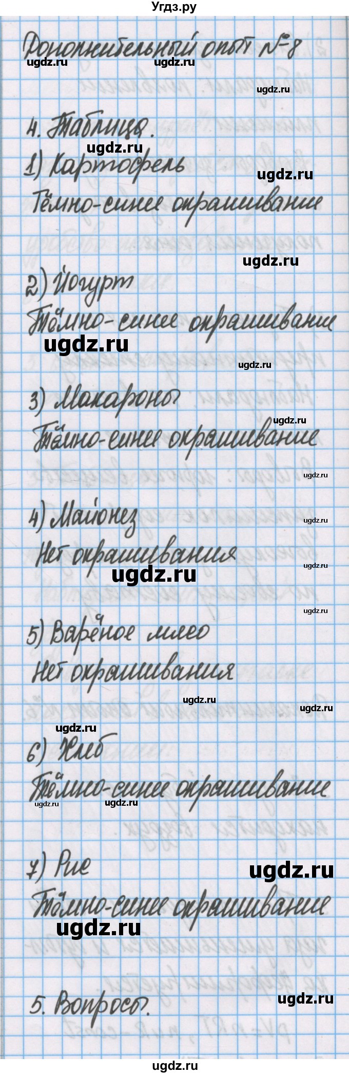 ГДЗ (Решебник) по химии 7 класс (тетрадь для лабораторных опытов и практических работ) Габриелян О.С. / дополнительный опыт / 8