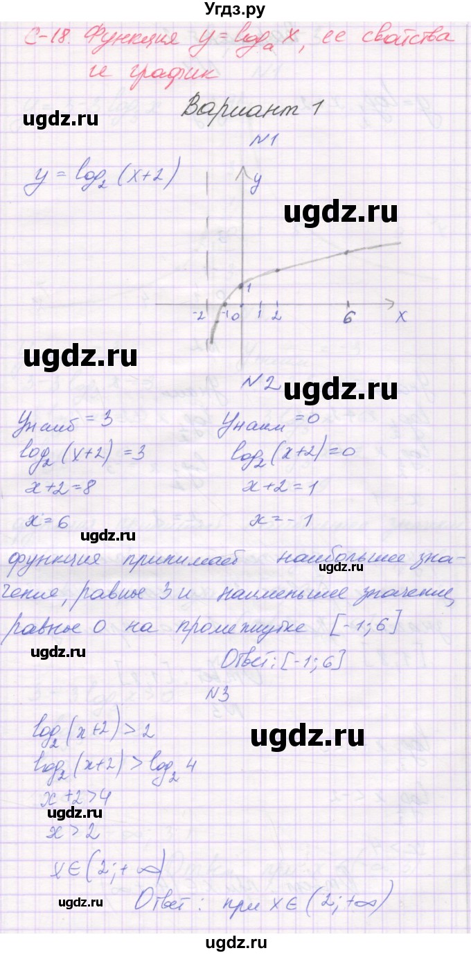 ГДЗ (Решебник) по алгебре 11 класс (самостоятельные работы ) Александрова Л.А. / С-18. вариант номер / 1