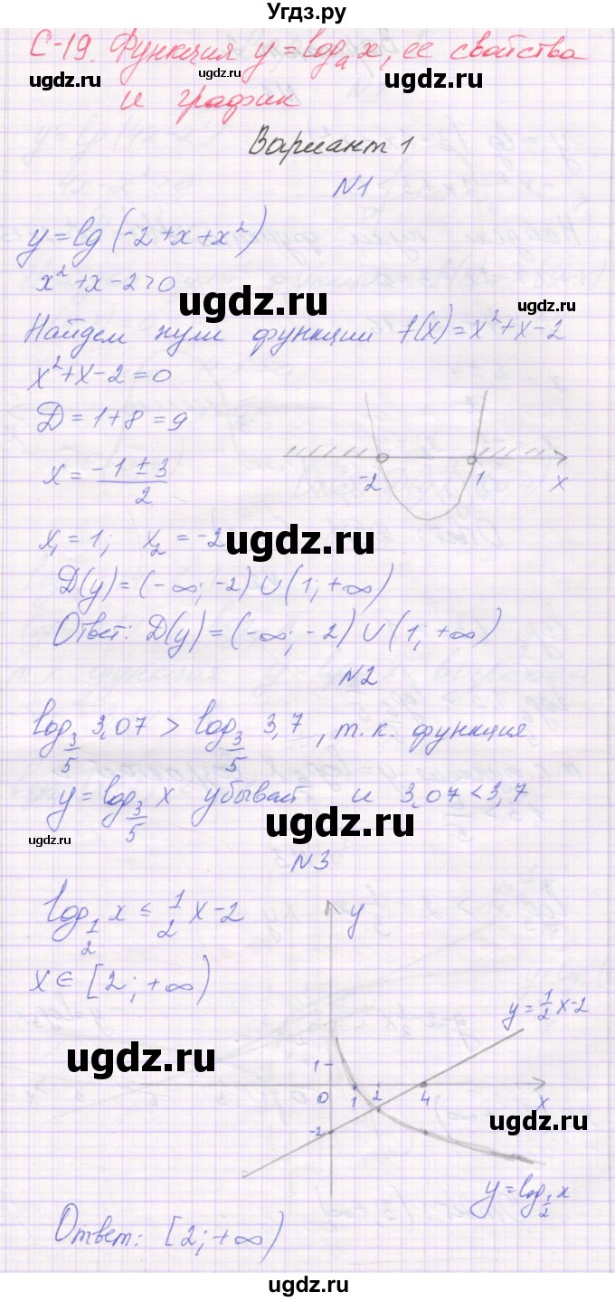 ГДЗ (Решебник) по алгебре 11 класс (самостоятельные работы ) Александрова Л.А. / С-19. вариант номер / 1