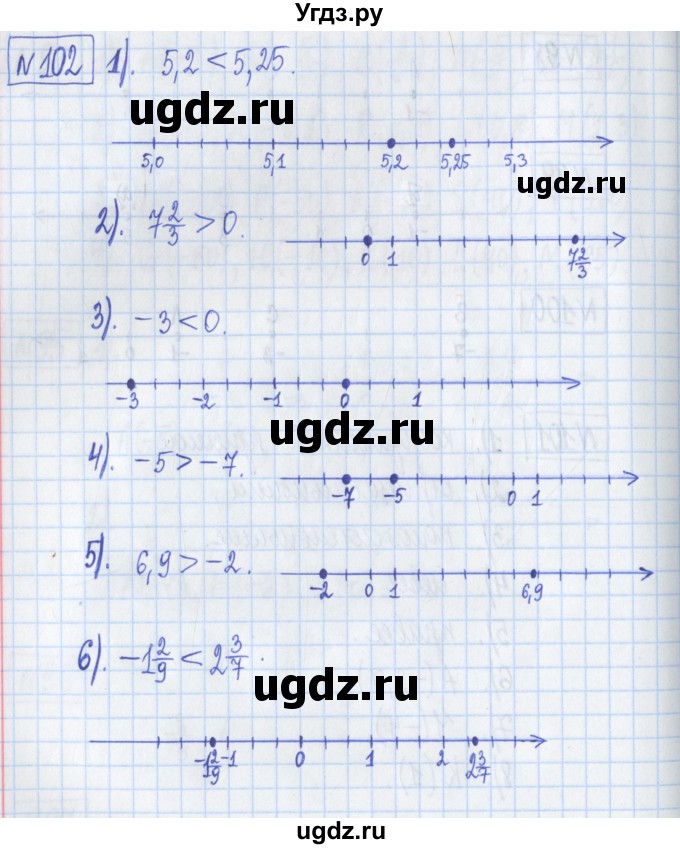 ГДЗ (Решебник) по математике 6 класс (рабочая тетрадь) Муравин Г.К. / упражнение номер / 102