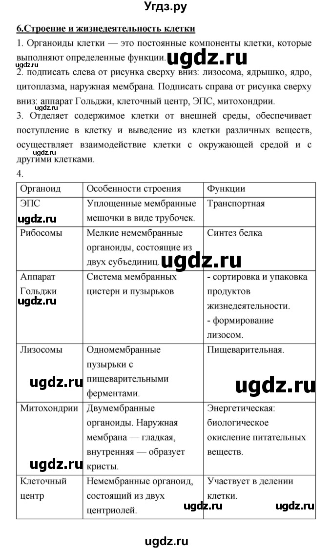 ГДЗ (Решебник) по биологии 8 класс (рабочая тетрадь) М.Б. Жемчугова / § / 6