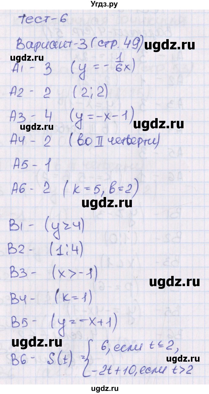 ГДЗ (Решебник) по алгебре 8 класс (тематические тесты) Чулков П.В. / тест 6. вариант номер / 3