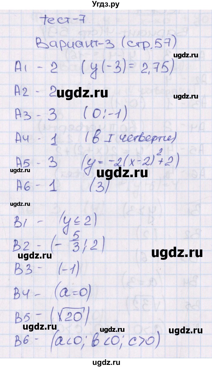 ГДЗ (Решебник) по алгебре 8 класс (тематические тесты) Чулков П.В. / тест 7. вариант номер / 3
