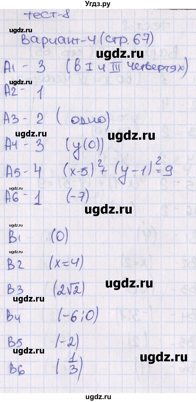 ГДЗ (Решебник) по алгебре 8 класс (тематические тесты) Чулков П.В. / тест 8. вариант номер / 4