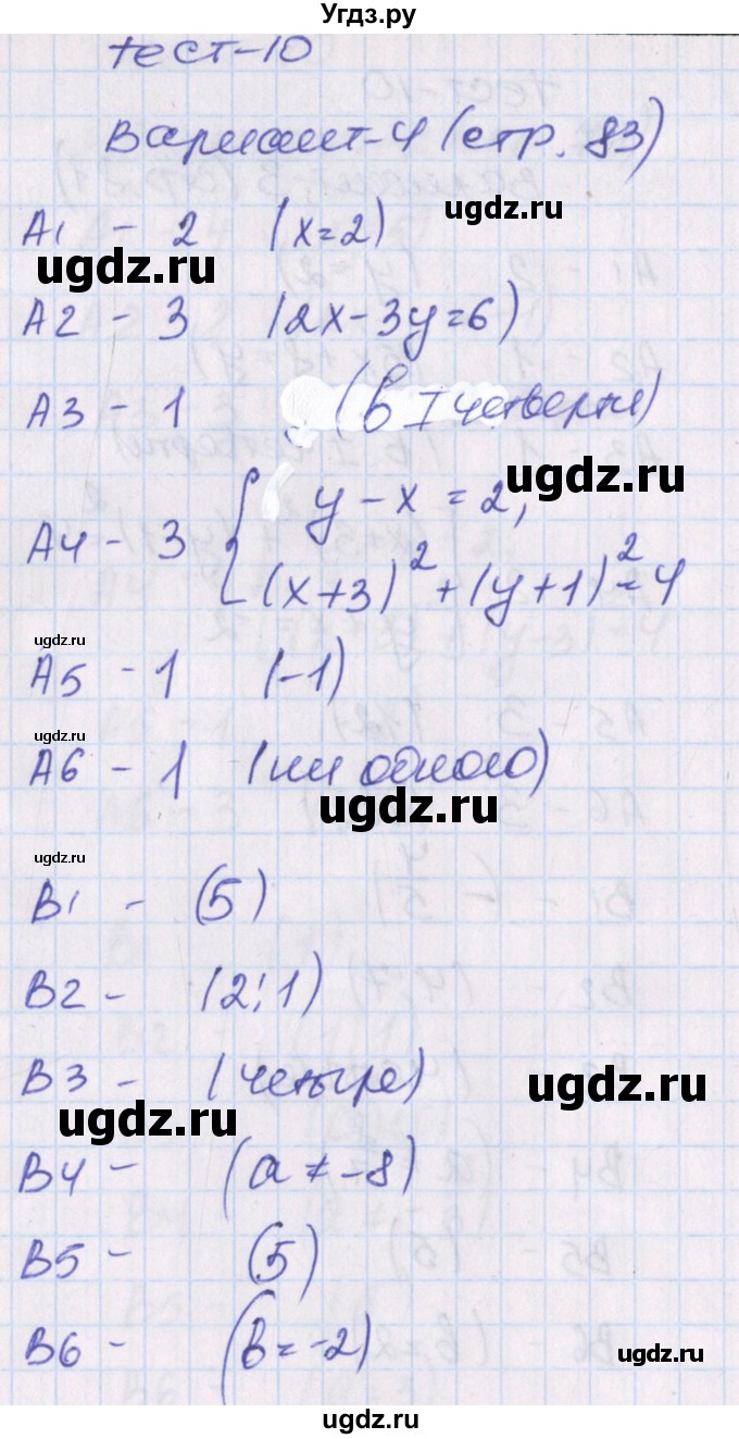 ГДЗ (Решебник) по алгебре 8 класс (тематические тесты) Чулков П.В. / тест 10. вариант номер / 4