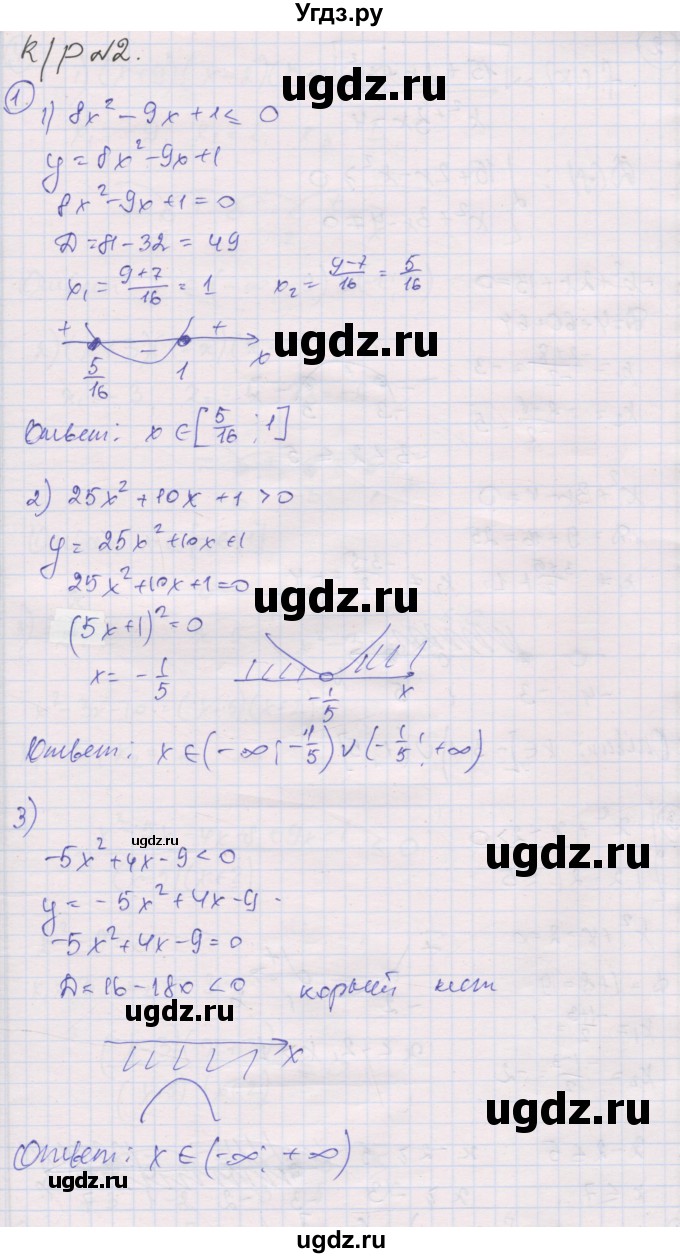 ГДЗ (Решебник) по алгебре 9 класс (самостоятельные и контрольные работы ) Мерзляк А.Г. / контрольные работы / вариант 2 / 2