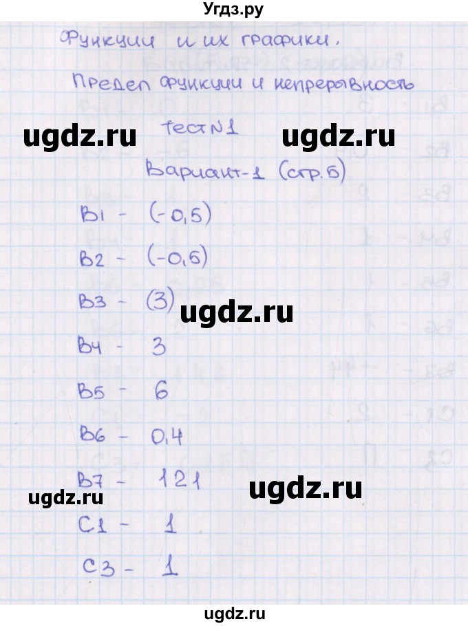 ГДЗ (Решебник) по алгебре 11 класс (тематические тесты ЕГЭ) Ю.В. Шепелева / тест 1. вариант / 1