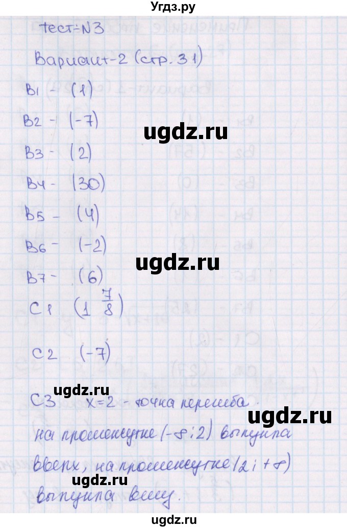 ГДЗ (Решебник) по алгебре 11 класс (тематические тесты ЕГЭ) Ю.В. Шепелева / тест 3. вариант / 2