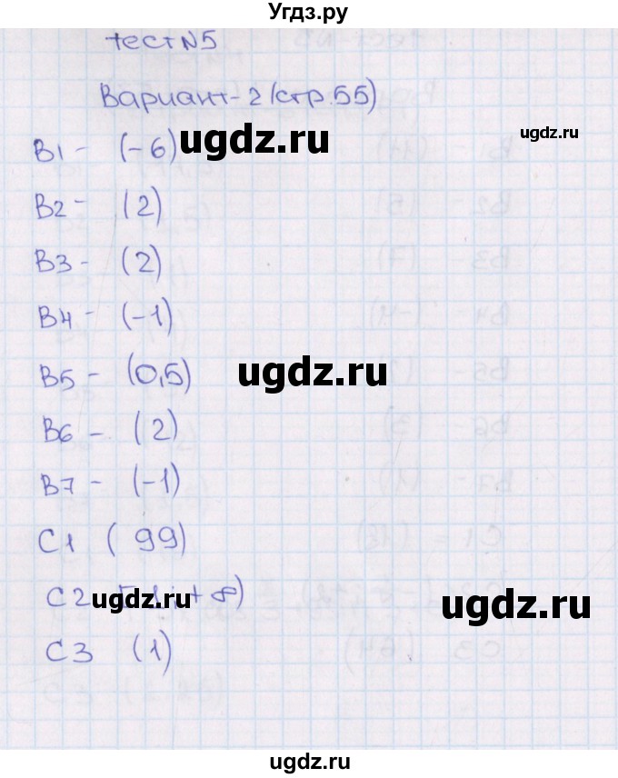 ГДЗ (Решебник) по алгебре 11 класс (тематические тесты ЕГЭ) Ю.В. Шепелева / тест 5. вариант / 2