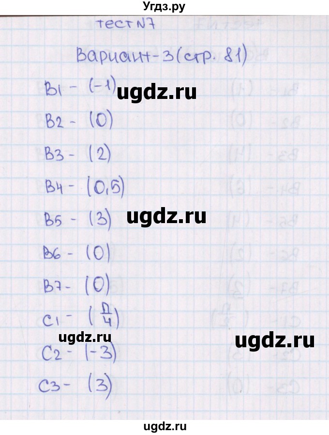 ГДЗ (Решебник) по алгебре 11 класс (тематические тесты ЕГЭ) Ю.В. Шепелева / тест 7. вариант / 3