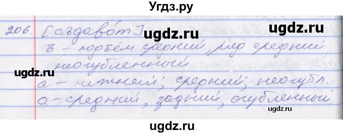 ГДЗ (Решебник к учебнику 2016) по русскому языку 10 класс Гусарова И.В. / упражнение / 206