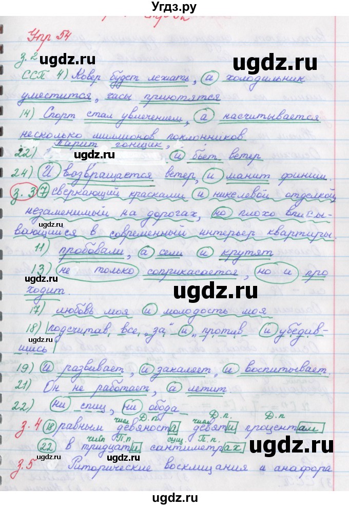 ГДЗ (Решебник) по русскому языку 9 класс (рабочая тетрадь) Литвинова М.М. / упражнение номер / 54