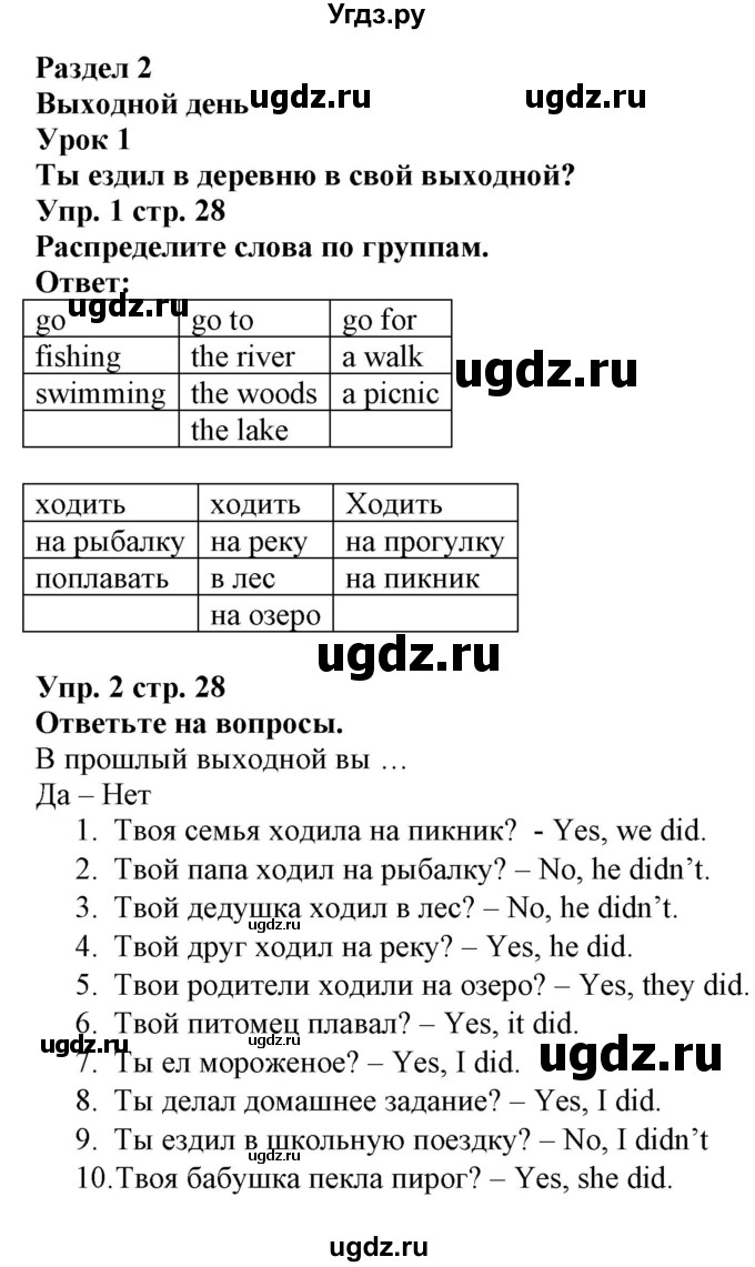 ГДЗ (Решебник) по английскому языку 5 класс Л. М. Лапицкая / часть 1. страница / 28