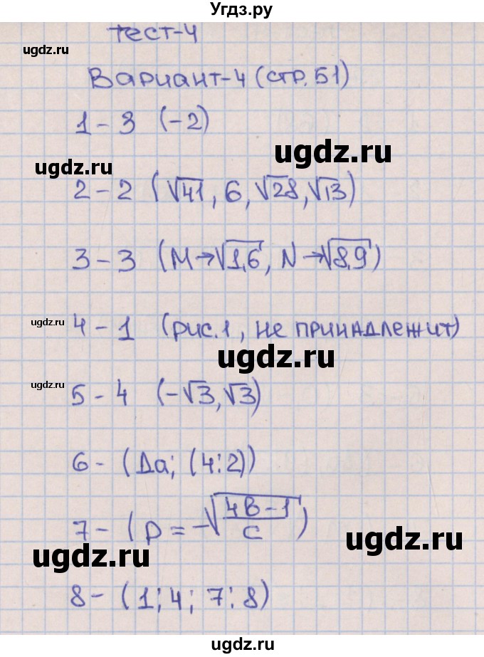 ГДЗ (Решебник) по алгебре 8 класс (тематические тесты ОГЭ) Дудницын Ю.П. / тест 4. вариант номер / 4