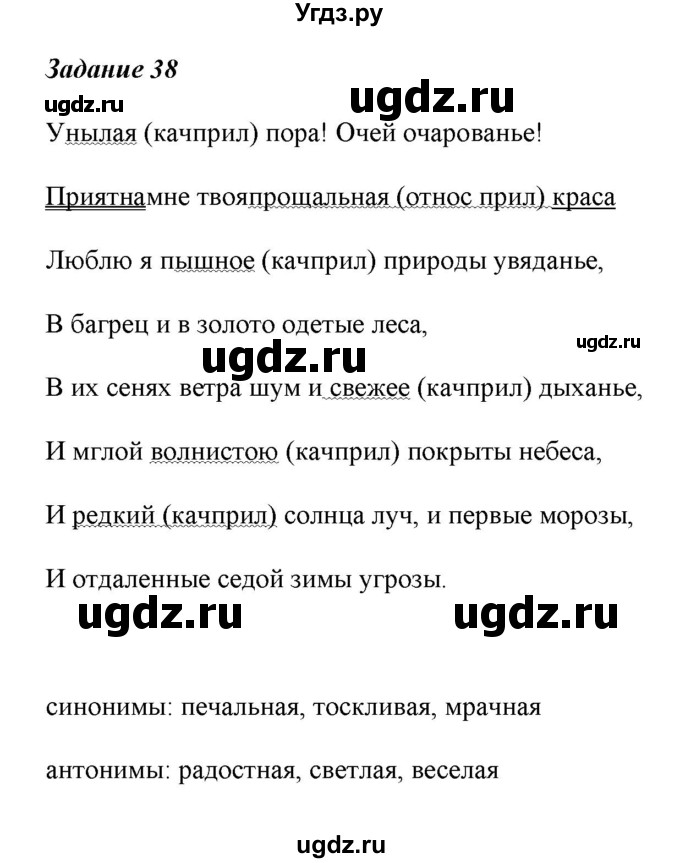 ГДЗ (Решебник) по русскому языку 6 класс (рабочая тетрадь ) Л.А. Тростенцова / упражнение / 38