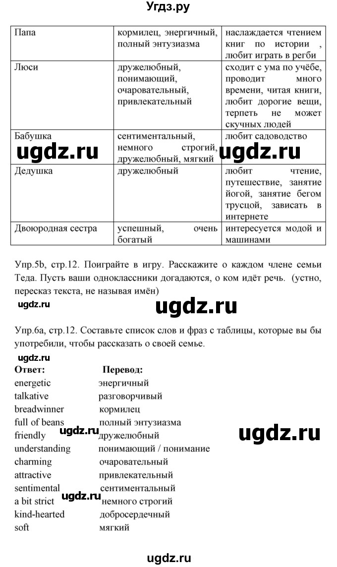 ГДЗ (Решебник №1) по английскому языку 9 класс Л.М. Лапицкая / страница / 12(продолжение 4)