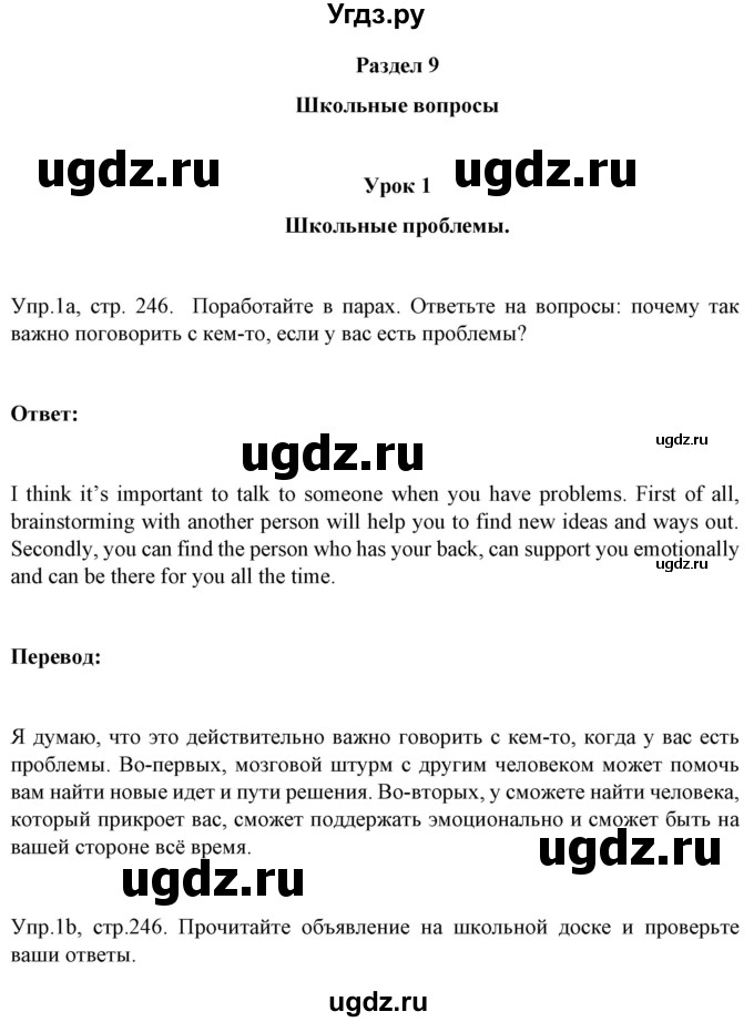 ГДЗ (Решебник №1) по английскому языку 9 класс Л.М. Лапицкая / страница / 246