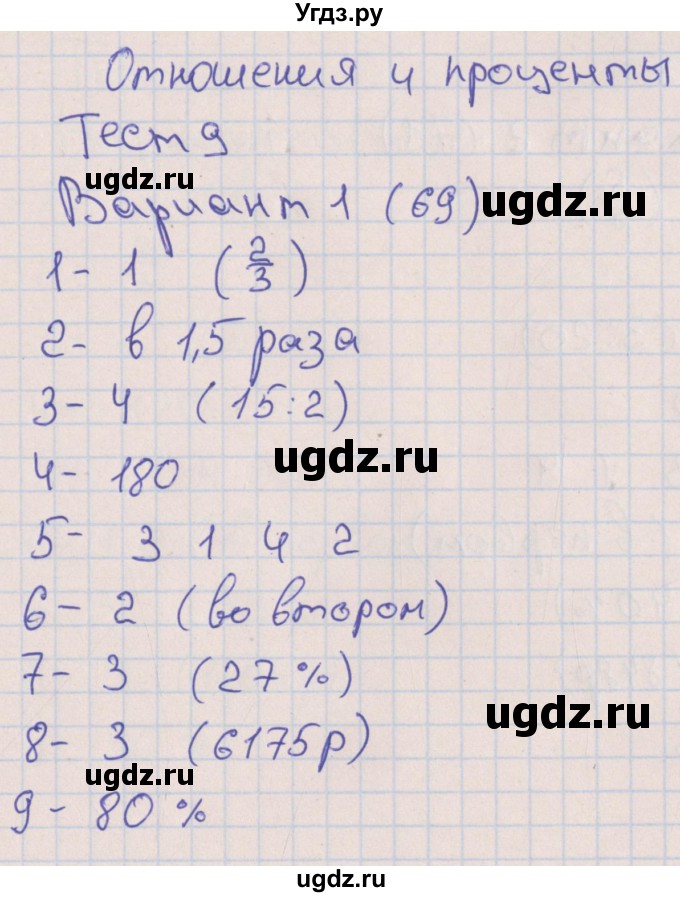 ГДЗ (Решебник) по математике 6 класс (тематические тесты) Кузнецова Л.В. / тест 9. вариант номер / 1