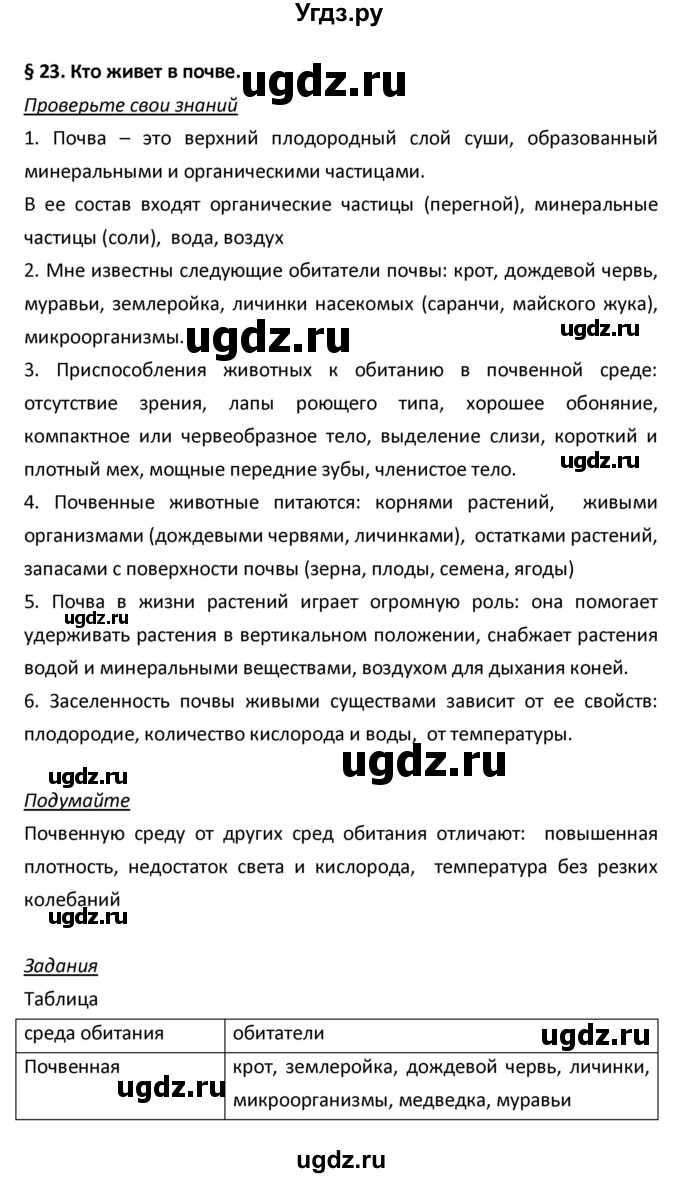 ГДЗ (Решебник) по биологии 5 класс Плешаков А.А. / § номер / 23