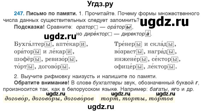 ГДЗ (Учебник 2020) по русскому языку 6 класс Л. A. Мурина / упражнение / 247