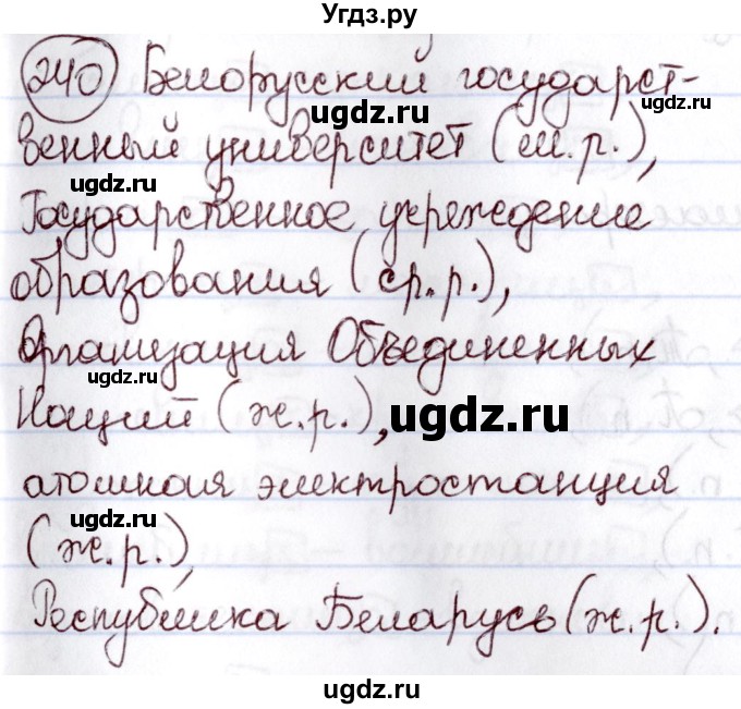 ГДЗ (Решебник к учебнику 2020) по русскому языку 6 класс Л. A. Мурина / упражнение / 240