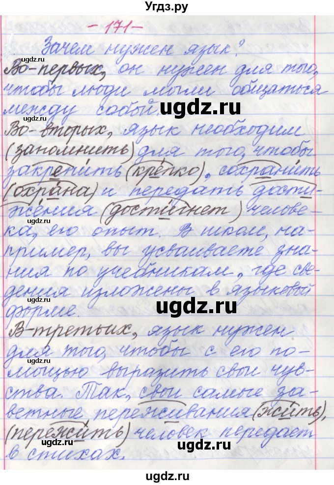 ГДЗ (Решебник №1 к учебнику 2015) по русскому языку 6 класс Л. А. Мурина / упражнение / 171