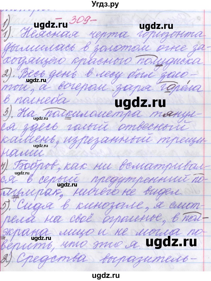 ГДЗ (Решебник №1 к учебнику 2015) по русскому языку 6 класс Л. A. Мурина / упражнение / 309