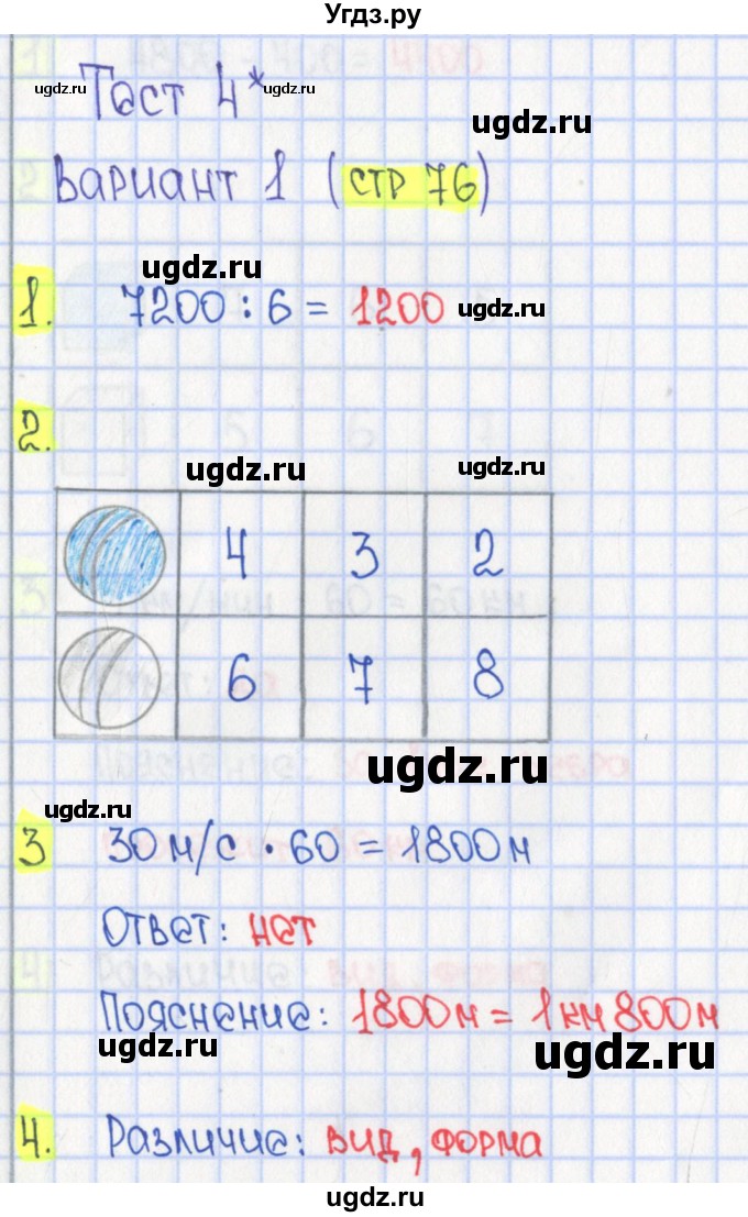 ГДЗ (Решебник) по математике 4 класс (тесты) Волкова С.И. / страница номер / 76